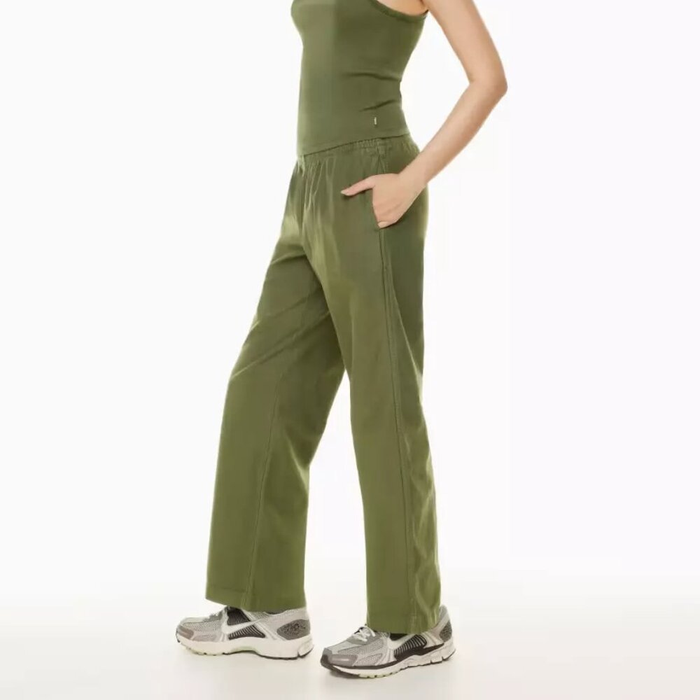 Tna Christie Pants Size XS Green Cotton Pull On Stretchy Crop Straight Casual